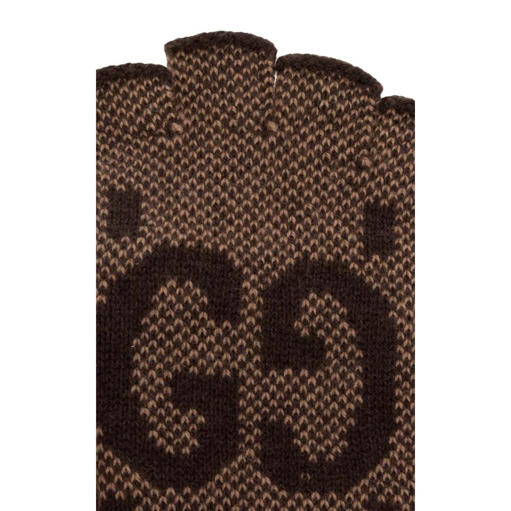 Gucci - Brown Cashmere GG Fingerless Gloves - L - Picture 5 of 5
